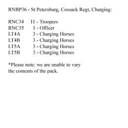 RNBP36 St. Petersburg Cossack Regiment Charging (12 Mounted Figures)