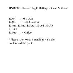 RNBP40 Russian Russian Light Battery Pack (2 Guns, 8 Figures)