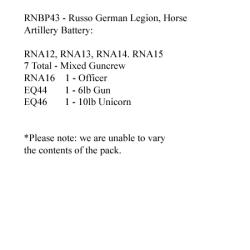 RNBP43 Russo German Legion Horse Artillery Battery Pack (2 Guns, 8 Figures)