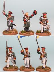 RNRPK10 Mixed Russian Command In Forage Cap, With Officers In Frock Coats, Advancing (6 Figures)