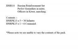 RNRS8 Russian Pavlov Grenadiers In Mitre, Officers In Kiwer, Marching (36 Figures)