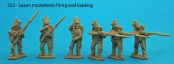 S53 – Saxon musketeer firing line. Three Figures firing and three loading.