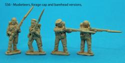 S56 – Four Saxon musketeers. Variations of Figures from packs S53 and S54.