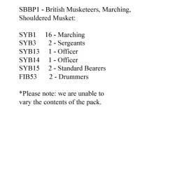 SBBP1 British Musketeers Marching, Shouldered Muskets (24 Figures)