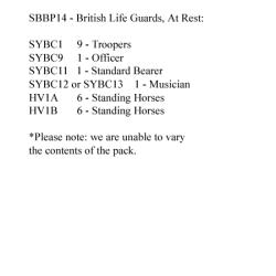 SBBP14 Cavalry - British Life Guards At Rest (12 Mounted Figures)