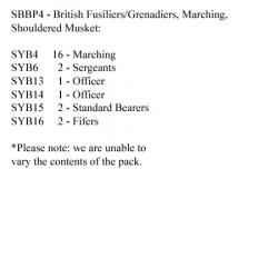 SBBP4 British Fusiliers/Grenadiers, Shouldered Muskets (24 Figures)