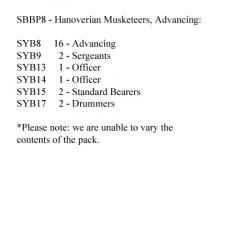 SBBP8 Hanoverian Musketeers Advancing (24 Figures)
