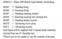 SD40A13 AWI British Infantry - 10 X British Light Infantry Skirmishing (40mm)