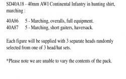 SD40A18 Continental Infantry In Hunting Shirt, Marching (10 Figures) (40mm)