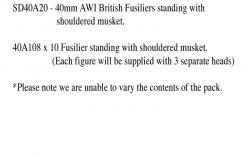 SD40A20 AWI British Fusiliers Standing With Shouldered Musket (10 Figures) (40mm)