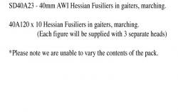 SD40A23 AWI Hessian Fusiliers In Gaiters, Marching (10 Figures) (40mm)
