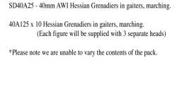 SD40A25 AWI Hessian Grenadiers In Gaiters, Marching (10 Figures) (40mm)