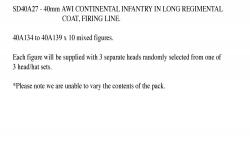 SD40A27 Continental Infantry In Long Regimental Coat, Firing Line (10 Figures) (40mm)