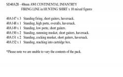 SD40A28 Continental Infantry In Hunting Shirt, Firing Line (10 Figures) (40mm)