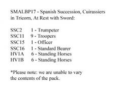 SMALBP17 Spanish Succession Cuirassiers In Tricorns, At Rest With Sword (12 Mounted Figures)