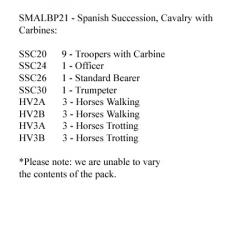 SMALBP21 Spanish Succession Cavalry With Carbines (12 Mounted Figures)