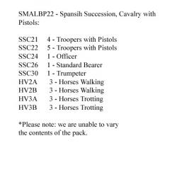 SMALBP22 Spanish Succession Cavalry With Pistols (12 Mounted Figures)