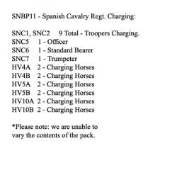SNBP11 Spanish Cavalry Regt (Life Guard, Line Cavalry Or Dragoon), Charging (12 Mounted Figures)