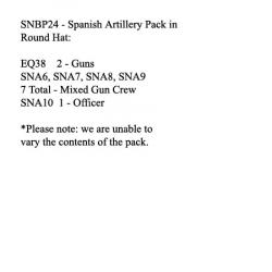 SNBP24 Spanish Foot Artillery In Round Hat 2 x 8lb Guns, 8 Crew