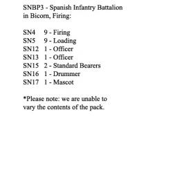 SNBP3 Spanish Infantry Battalion, In Bicorn, Firing (24 Figures)