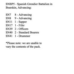 SNBP5 Spanish Grenadier Battalion, In Bearskin, Advancing (24 Figures)