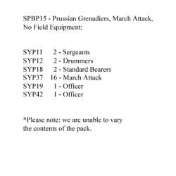 SPBP15 Prussian Grenadiers, March Attack, No Field Equipment (24 Figures)