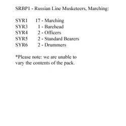 SRBP1 Russian Line Musketeers Marching (24 Figures)