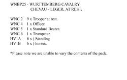 WNBP25 Wurttemberg Chevau - Leger, At Rest Pack (12 Mounted Figures)