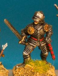 WR63 Dismounted Man At Arms Standing Ready With Sword - German Armour Visored Sallet (1 Figure)