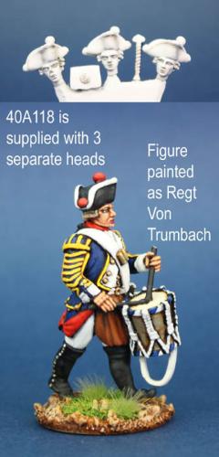 40A118 Hessian Musketeer Drummer In Gaiters, Marching (1 Figure) (40mm)