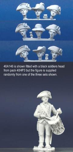 40A146 Standing - Long Regimental Coat - Drummer Standing Playing (1 Figure) (40mm)