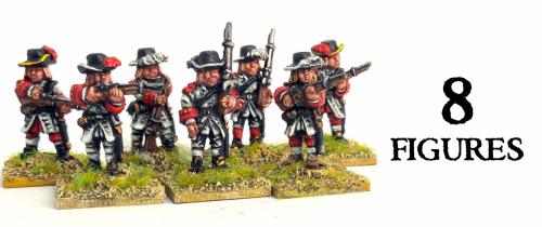 9YWBG016 9 Years War French Infantry Musketeers (8 Figures)
