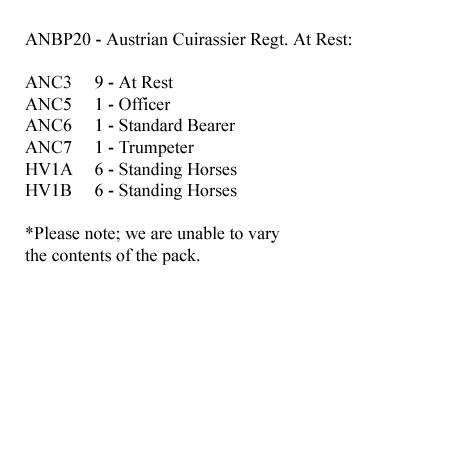 ANBP20 Austrian Cuirassier Regiment, At Rest (12 Mounted Figures)
