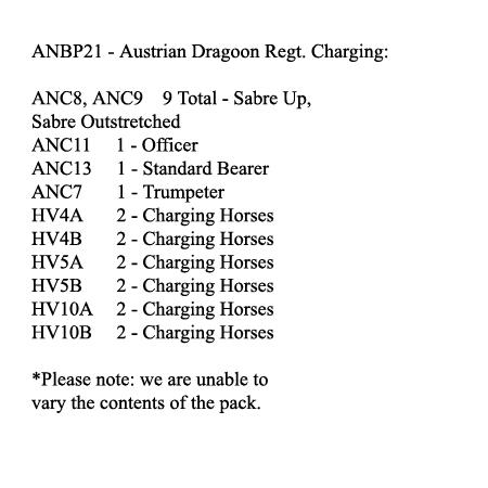 ANBP21 Austrian Dragoon Regiment, Charging (12 Mounted Figures)