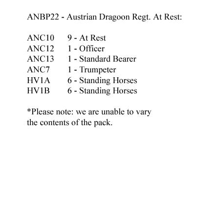 ANBP22 Austrian Dragoon Regiment, At Rest (12 Mounted Figures)