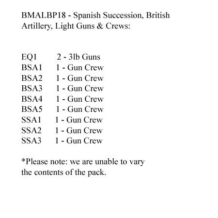 BMALBP18 British Artillery Pack 2 x Light Guns, 8 Crew Figures