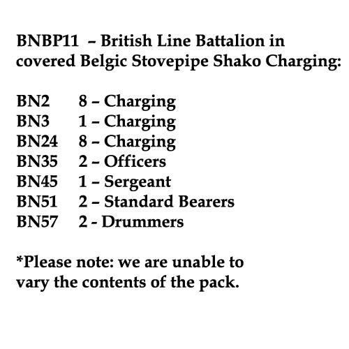 BNBP11 British Line Battalion, Covered Belgic Shako, Charging (24 Figures)