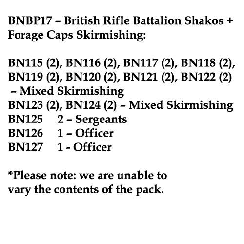 BNBP17 British Rifle Battalion, Shako / Forage Caps, Skirmishing (24 Figures)