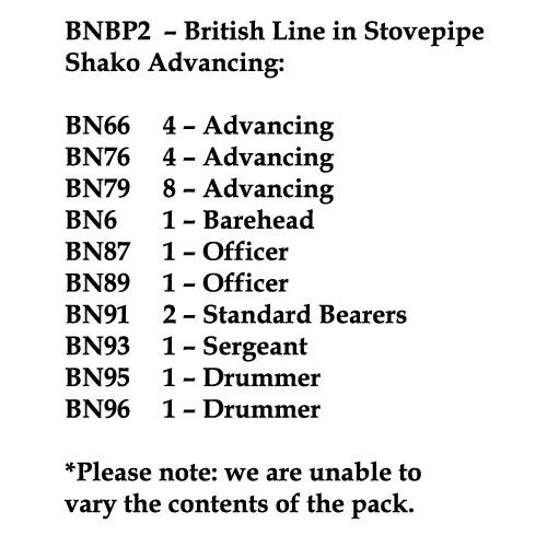 BNBP2 British Line Battalion, Stovepipe Shako, Advancing (24 Figures)