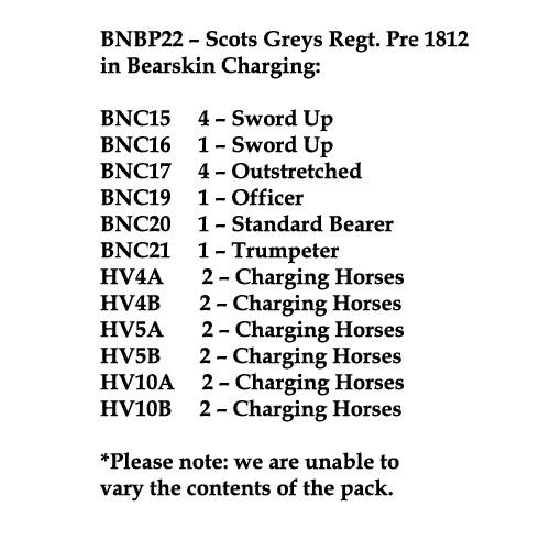 BNBP22 Scots Grey's Regiment - Pre 1812, Bearskin, Charging (12 Mounted Figures)