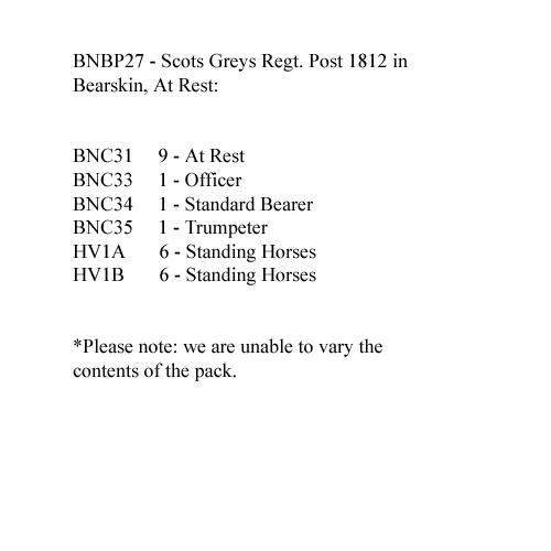 BNBP27 Scots Grey's Regiment - Post 1812, Bearskin, At Rest (12 Mounted Figures)