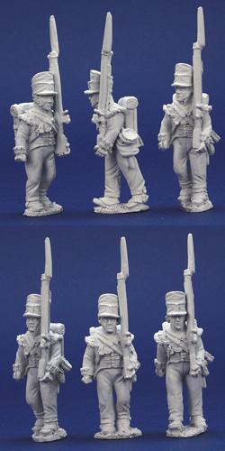 BNRPK10 Mixed British Flank Company In Covered Belgic Shako Marching (6 Figures)