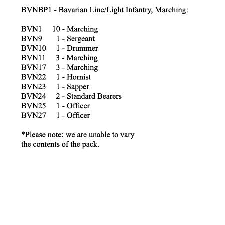 BVNBP1 Bavarian Line/Light Infantry Marching (24 Figures)