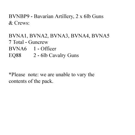 BVNBP9 Bavarian Artillery Pack (2 x 6lb Field Gun, 8 Crew)