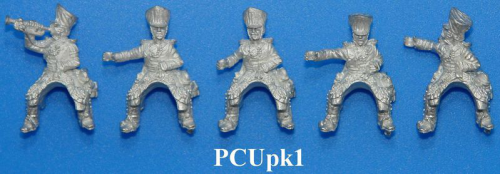 PCUPK1 Four troopers in different poses and a trumpeter blowing his trumpet