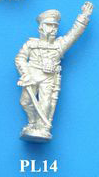 PL14 Officer in kollet, sword pointing down, arm raised.