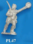 PL47 Foot officer, shouldered sword, left arm waving hat.