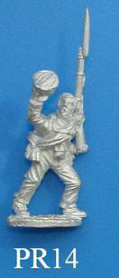 PR14 Enthusiastic musketeer, musket shouldered and waving shako.