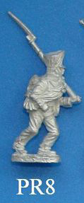 PR8 Marching, musket resting on left shoulder.