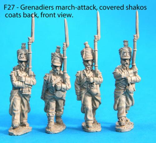 F27 Four grenadiers in march-attack poses